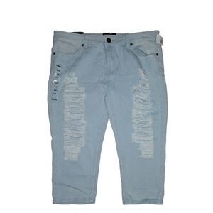 NWT Girls Distressed Capri Jeggings Light Wash Junior 15 size